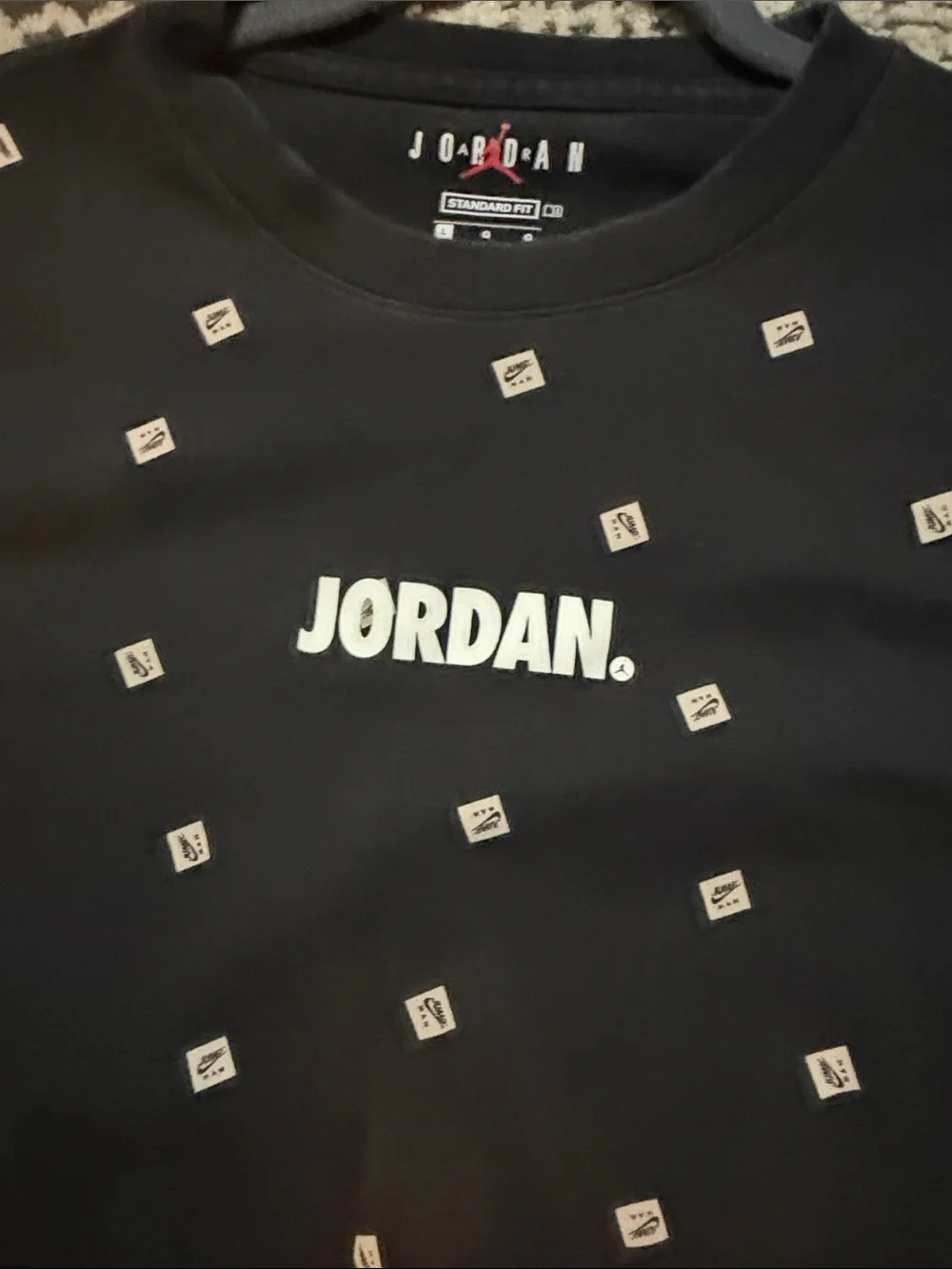 Jordan Black Short Sleeve Logo Tee with All-Over Mini Prints